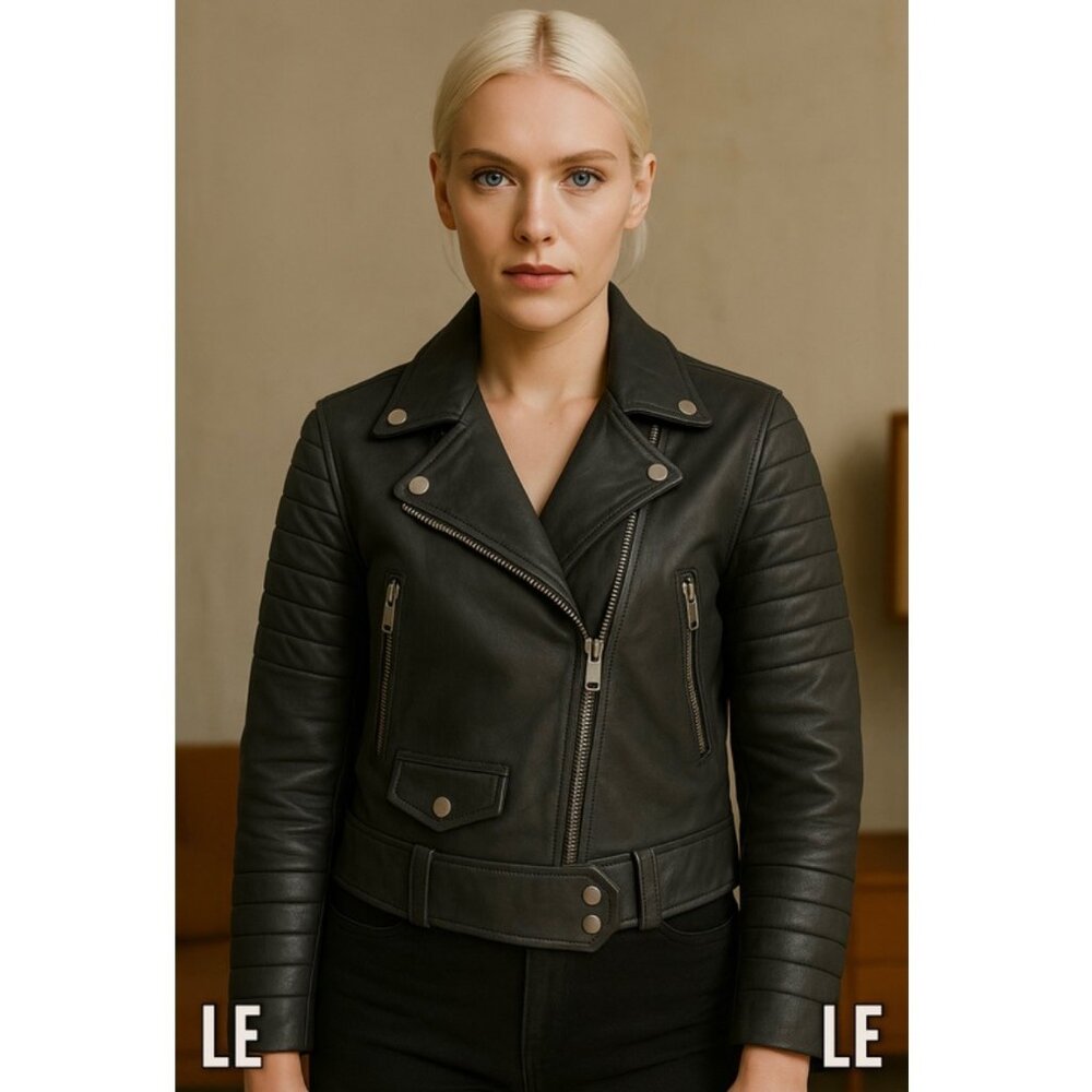 The Arrivals Rainier Zero Jacket Leather Moto Motorcycle Gray Cropped Casual M